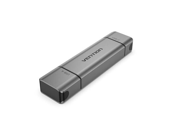 Зчитувач флеш-карт Vention USB 3.0 AM/USB-C to SD+TF Gray Dual Drive Letter Aluminum Alloy (CLLH0)
