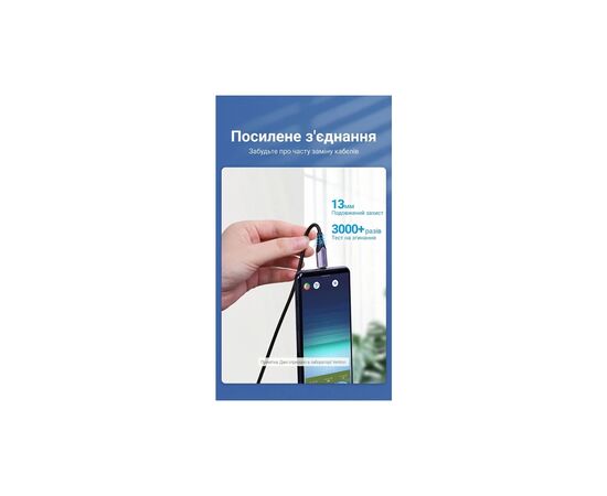 Дата кабель USB 2.0 AM to USB-C 1.5m 3A cotton braided aluminum purple Vention (CODVG), изображение 6