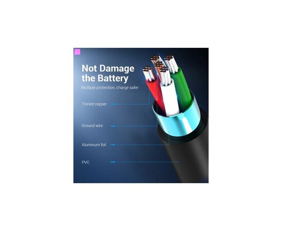 Дата кабель USB 2.0 AM to USB-C 1.5m 3A black Vention (COKBG), изображение 4