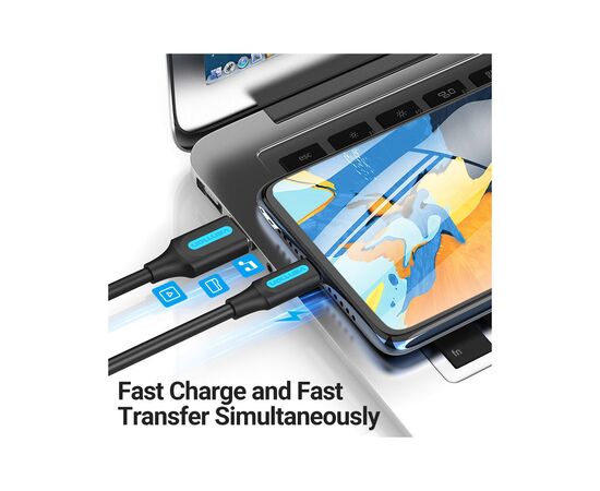 Дата кабель USB 2.0 AM to Micro 5P 1.0m 3A black Vention (COLBF), изображение 5