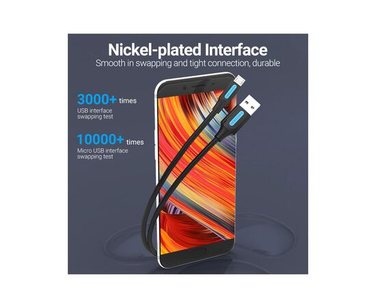 Дата кабель USB 2.0 AM to Micro 5P 1.0m 3A black Vention (COLBF), изображение 6