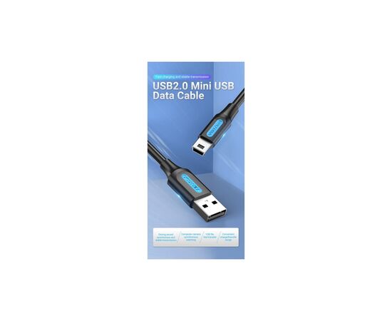 Дата кабель USB 2.0 AM to Mini 5P 2.0m black Vention (COMBH), изображение 4