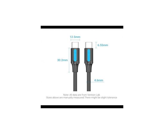 Дата кабель USB-C to USB-C 1.5m 5A black Vention (COTBG), изображение 2