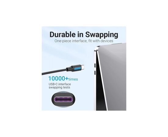 Дата кабель USB-C to USB-C 1.5m 5A black Vention (COTBG), изображение 7