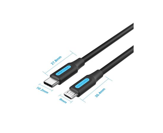 Дата кабель USB-C to Micro 5P 1.0m 2A black Vention (COVBF), изображение 7