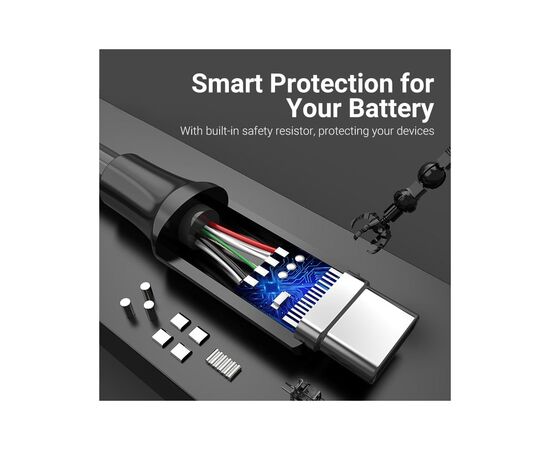 Дата кабель USB 3.0 AM to USB-C 1.5m black Vention (COZBG), изображение 5
