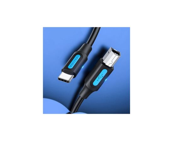 Кабель для принтера USB-C 2.0 to BM 1.5m 2A black Vention (CQUBG), изображение 2