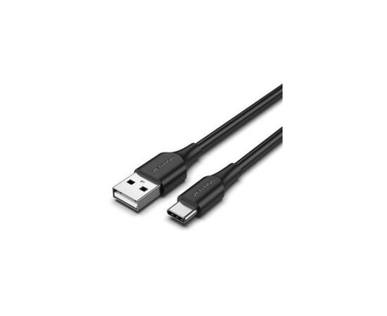 Дата кабель USB 2.0 AM to USB-C 1.5m 3A nylon braided LED black Vention (CTFBG)