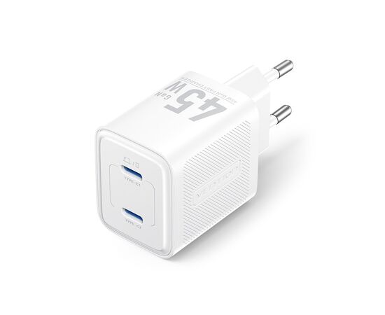 Зарядное устройство Vention 2xUSB-C PD45W GaN transparent white (FCFW0-EU)