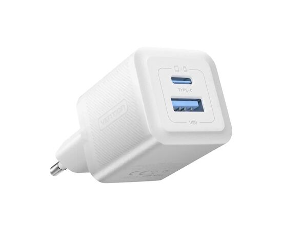 Зарядное устройство Vention 1xUSB-C PD30W + 1xUSB QC3.0 30W GaN white (FEQW0-EU)