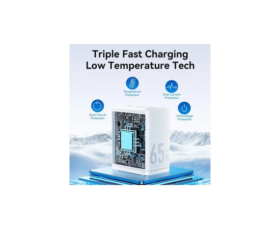 Зарядное устройство Vention 2xUSB-C PD65W + 1xUSB QC3.0 60W GaN white (FERW0-EU), изображение 3