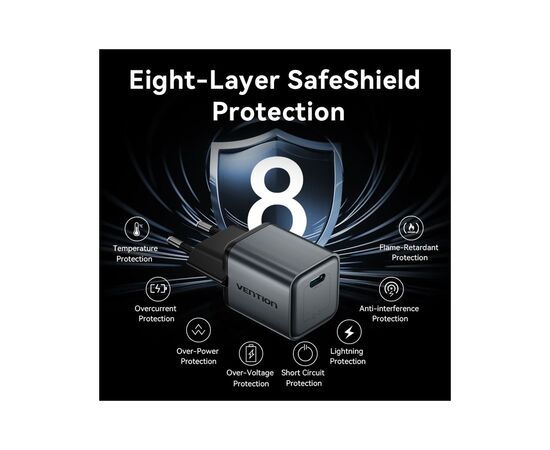 Зарядное устройство Vention USB-C PD20W GaN gray (FEVH0-EU), изображение 9