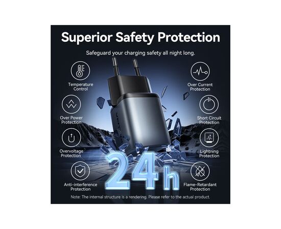 Зарядное устройство Vention 1xUSB-C PD30W + 1xUSB QC3.0 18W GaN gray (FEWH0-EU), изображение 8