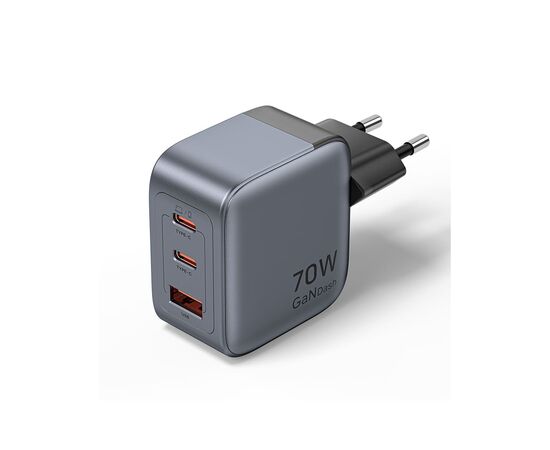 Зарядное устройство Vention 2xUSB-C PD70W + 1xUSB QC3.0 22.5W GaN gray (FEXH0-EU)