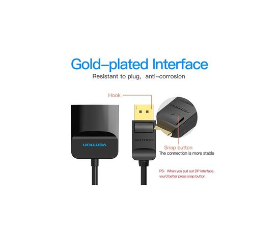 Переходник DisplayPort M to HDMI F 0.15m black Vention (HBGBB), изображение 2