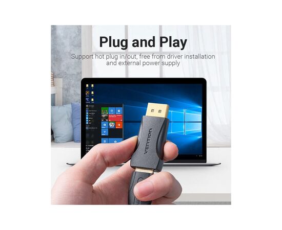 Переходник DisplayPort M to HDMI F black Vention (HBOB0), изображение 5
