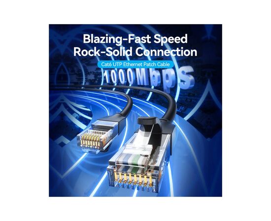 Патч-корд 1.5м, UTP cat 6 RJ-45 black Vention (IBEBG), изображение 2