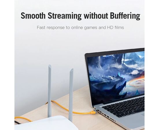 Патч-корд 0.3м, S/FTP cat 6a RJ-45 yellow Vention (IBHYAA), изображение 2