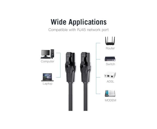 Патч-корд 0.5м, UTP cat 6 RJ-45 black Vention (IBJBD), изображение 4