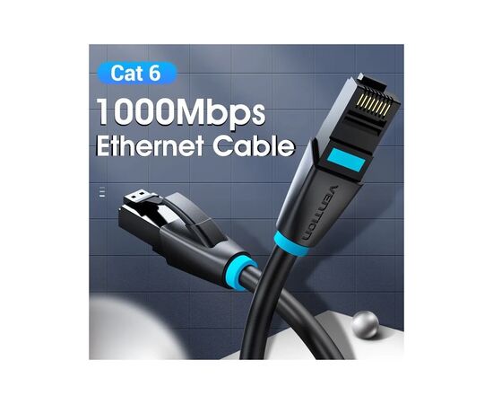 Патч-корд 1м, UTP cat 7 RJ-45 black Vention (IBKBF), изображение 2