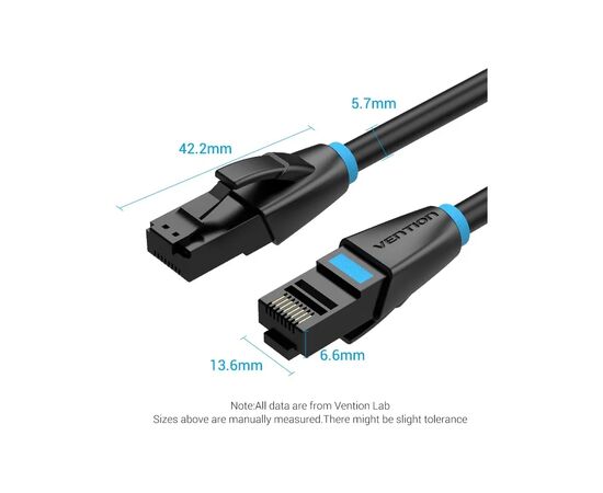 Патч-корд 1м, UTP cat 7 RJ-45 black Vention (IBKBF), изображение 5