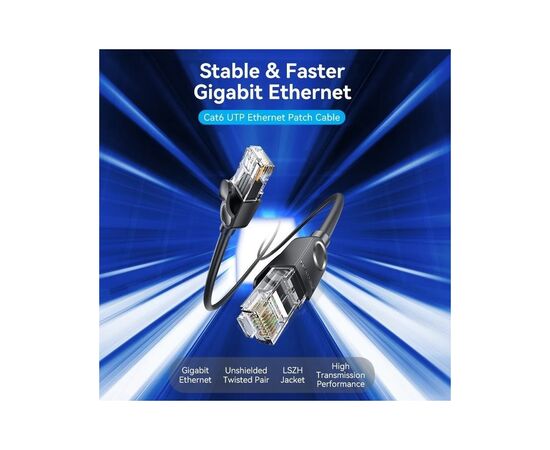 Патч-корд 3м, UTP cat 6 RJ-45 black Vention (IBNBI), изображение 2