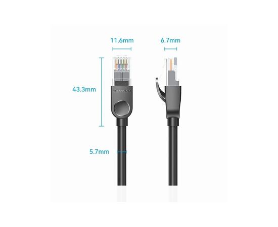 Патч-корд 3м, UTP cat 6 RJ-45 black Vention (IBNBI), изображение 8