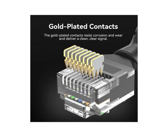 Патч-корд 1.5м, UTP cat 6a RJ-45 90° corner black Vention (IBOBG), изображение 5