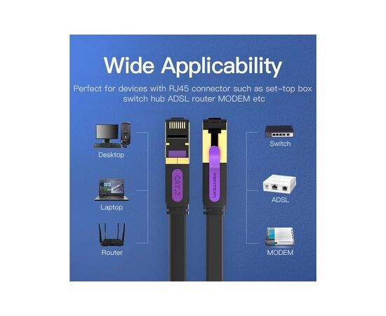 Патч-корд 1м, FTP cat 7 RJ-45 black Vention (ICABF), изображение 8