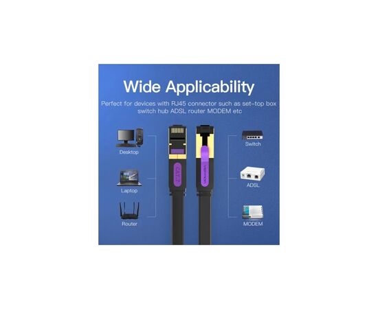 Патч-корд 3м, FTP cat 7 RJ-45 black Vention (ICABI), изображение 3
