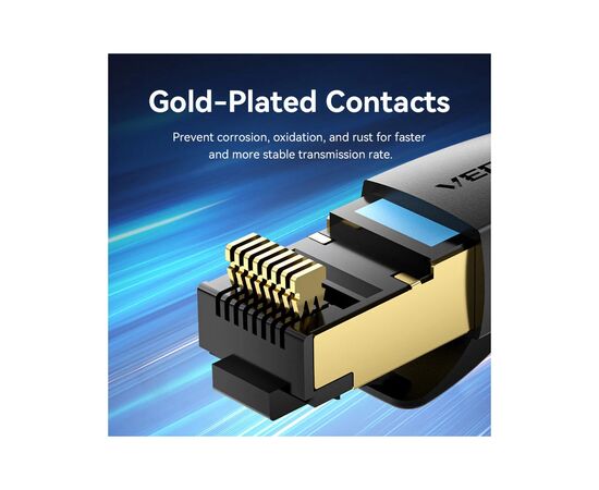 Патч-корд 1.5м, S/FTP cat 8 RJ-45 black Vention (IKABG), изображение 8