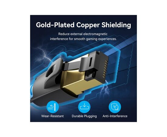 Патч-корд 1.5м, S/FTP cat 8 RJ-45 black Vention (IKABG), изображение 9