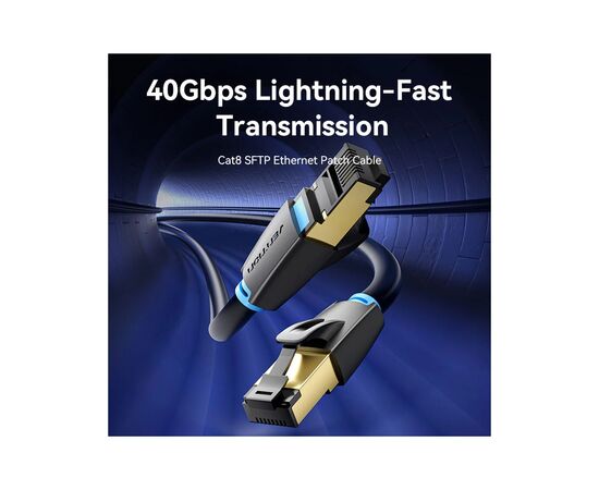 Патч-корд 3м, S/FTP cat 8 RJ-45 black Vention (IKABI), изображение 2