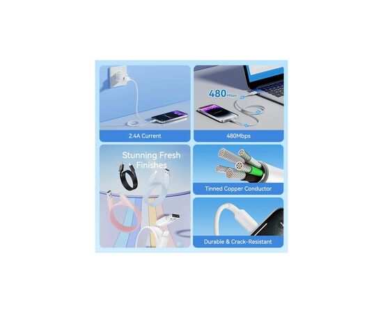 Дата кабель USB 2.0 AM to Lightning 1.0m 2.4A black Vention (LAMBF), изображение 3