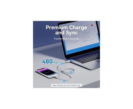 Дата кабель USB 2.0 AM to Lightning 1.0m 2.4A black Vention (LAMBF), изображение 9