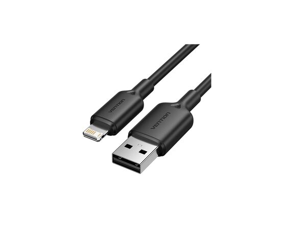 Дата кабель USB 2.0 AM to Lightning 1.0m 2.4A black Vention (LAMBF)