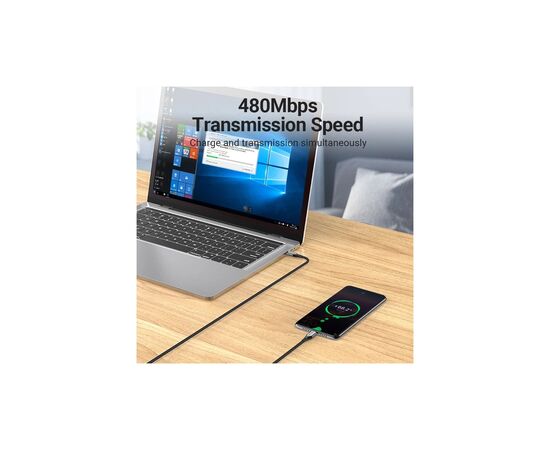 Дата кабель USB-C to USB-C 2.0m 5A aluminum gray Vention (TAEHH), изображение 8