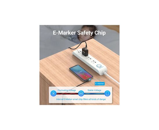 Дата кабель USB-C to USB-C 1.0m 5A 90° corner aluminum gray Vention (TAKHF), изображение 7