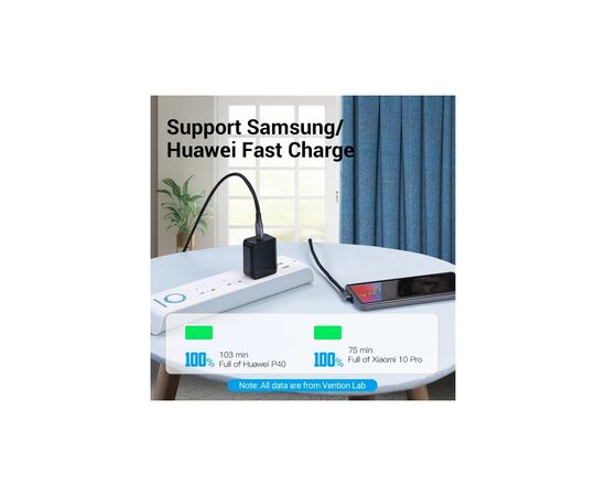 Дата кабель USB-C to USB-C 1.0m 5A 90° corner aluminum gray Vention (TAKHF), изображение 8