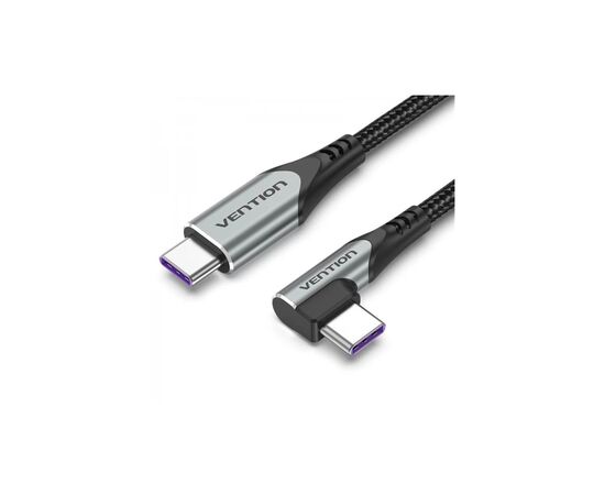 Дата кабель USB-C to USB-C 1.0m 5A 90° corner aluminum gray Vention (TAKHF)