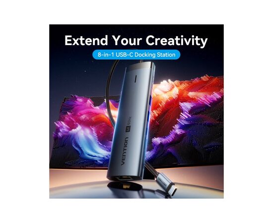 Концентратор Vention USB-C 7-in-1 USB-C PD + USB 3.2 + USB 3.0 + USB 2.0 + RJ45 + SD/TF + HDMI 0.15m (TGUHB), изображение 2