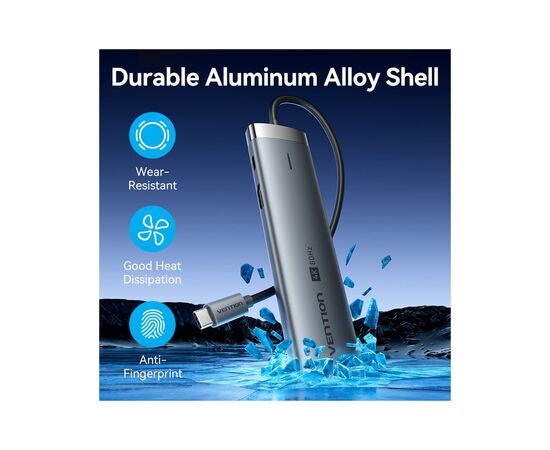 Концентратор Vention USB-C 7-in-1 USB-C PD + USB 3.2 + USB 3.0 + USB 2.0 + RJ45 + SD/TF + HDMI 0.15m (TGUHB), изображение 9