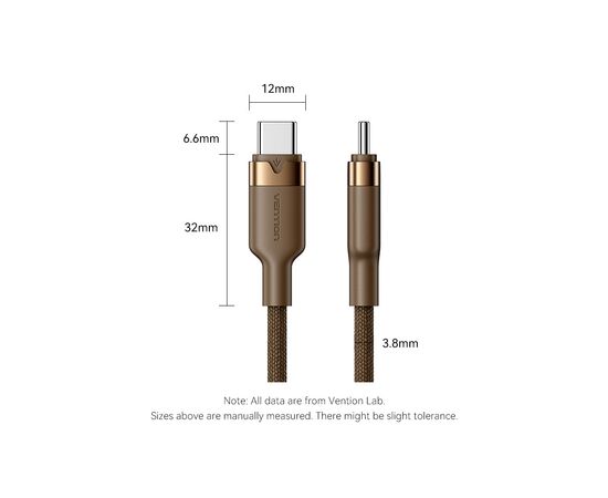 Дата кабель USB-C to USB-C 1.0m 3A aluminum gold Vention (TRDJF), изображение 11