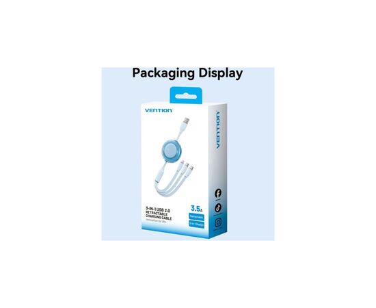 Дата кабель USB 2.0 AM to 2xUSB-C + Lightning 1.0m 3.5A retractable Vention (TRJBBE), изображение 4