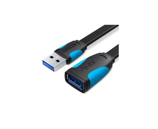 Дата кабель USB 3.0 AM/AF 2.0m flat black Vention (VAS-A13-B200)