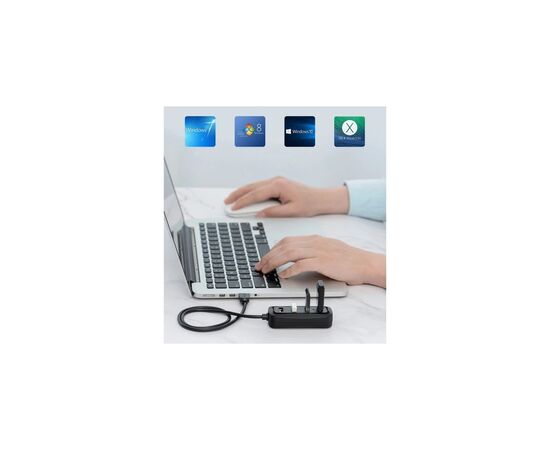 Концентратор Vention USB 2.0 to 4xUSB 2.0 0.15m black (VAS-J43-B015), изображение 2