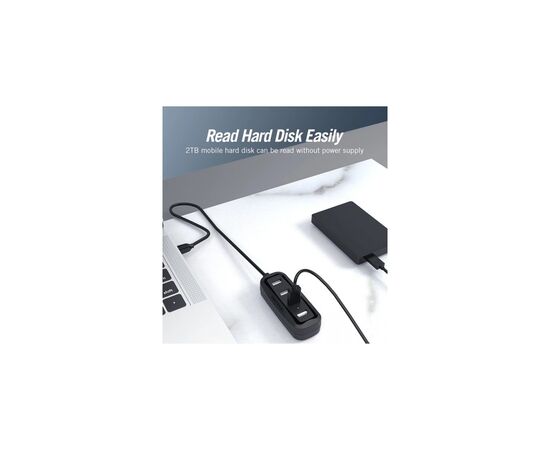 Концентратор Vention USB 2.0 to 4xUSB 2.0 0.15m black (VAS-J43-B015), изображение 5