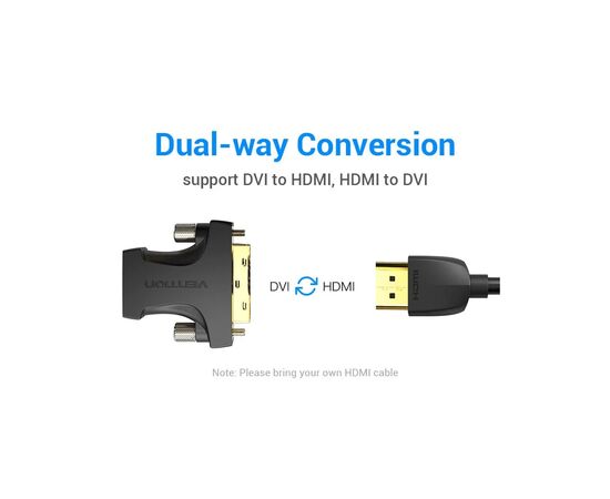 Переходник HDMI F to DVI M 24+1pin black Vention (AILB0), изображение 2