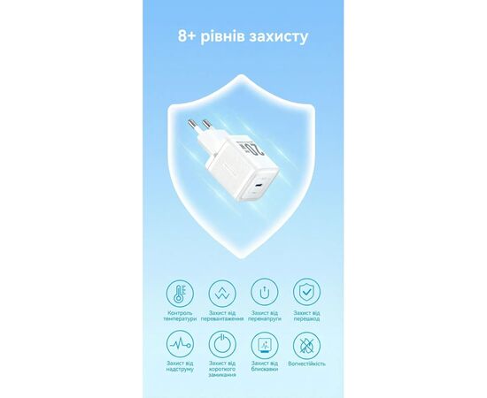 Зарядний пристрій Vention USB-C PD20W GaN black (FEPB0-EU), зображення 10