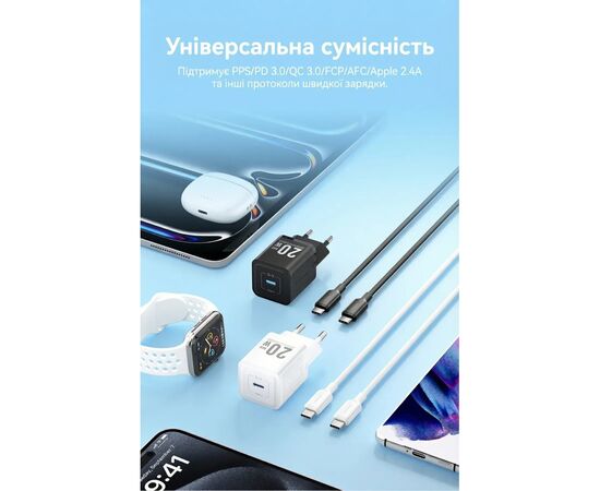 Зарядний пристрій Vention USB-C PD20W GaN black (FEPB0-EU), зображення 12